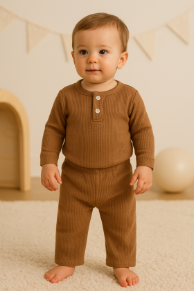 Conjunto Blusa Manga Longa e Calça Moscou - Avelã - Ame Kids