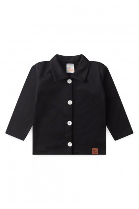 Conjunto Casaco Botões e Calça Moletom - Preto - Ame Kids