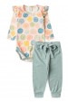 Conjunto Body Canelado Menina - Smile Bege - Ame Kids