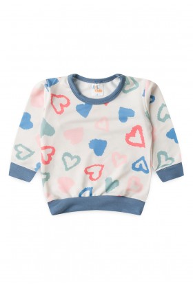 Conjunto Blusa Manga Longa e Calça Moletom - Corações - Ame Kids