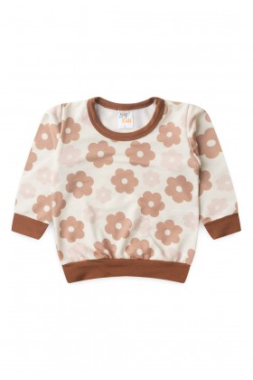 Conjunto Blusa Manga Longa e Calça Moletom - Flores Avelã - Ame Kids