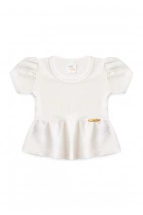 Conjunto Blusa Shorts Menina Moscou - Off-White - Ame Kids