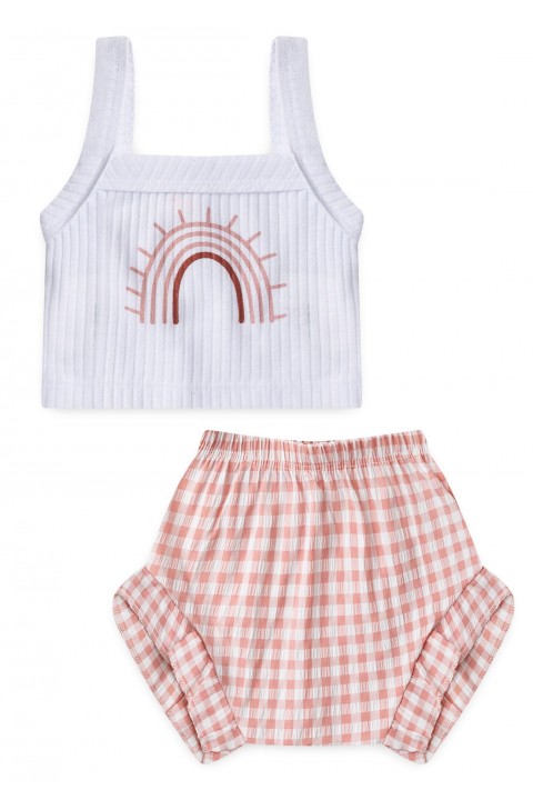Conjunto Alcinha Canelado Curto Menina - Arco Iris Rosa - Ame Kids