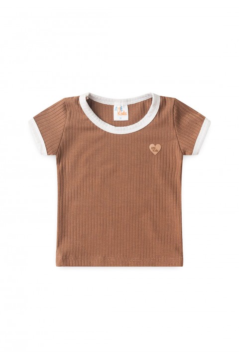 Conjunto Blusa Shorts Canelado Menina - Doce de Leite - Ame Kids