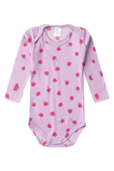 Conjunto Canelado Light Longo - Floral Lilás - Ame Kids