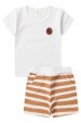 Conjunto de Meia Malha e Moletinho Ecosustentável Listrado - Branco - Ame Kids