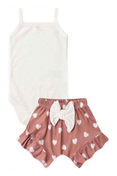 Conjunto Body Alcinha Canelado Curto Menina - Avelã - Ame Kids