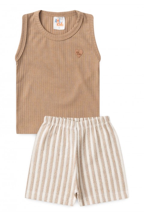 Conjunto de Ribana e Moletinho Ecosustentável Listrado - Nude - Ame Kids