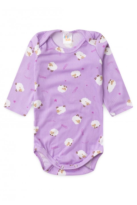 Conjunto Canelado Light Longo - Ovelha Lilás - Ame Kids