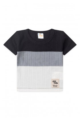 Conjunto de Blusa e Shorts Canelado Tricolor - Preto - Ame Kids
