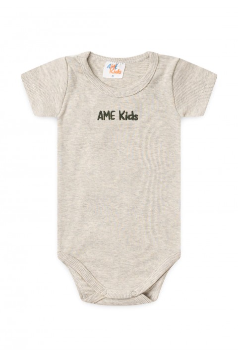 Conjunto Body Canelado e Short Sustentável - Bege e Verde - Ame Kids