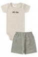 Conjunto Body Canelado e Short Sustentável - Bege e Verde - Ame Kids