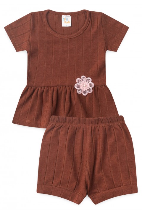 Conjunto Blusa Shorts Milano Menina - Avelã - Ame Kids