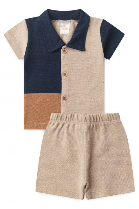 Conjunto Blusa e Short Ecosustentável Ecosustentável - Areia - Ame Kids