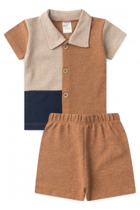 Conjunto Blusa e Short Ecosustentável Ecosustentável - Avelã - Ame Kids