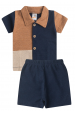 Conjunto Blusa e Short Ecosustentável Ecosustentável - Azul Marinho - Ame Kids