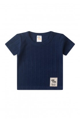 Conjunto de Blusa e Shorts Canelado Milano - Azul Marinho - Ame Kids