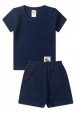 Conjunto de Blusa e Shorts Canelado Milano - Azul Marinho - Ame Kids