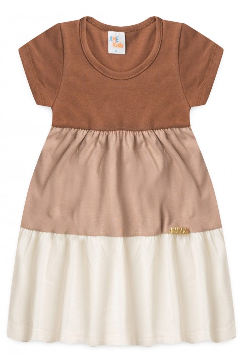 Vestido Curto Menina Meia Malha - Chocolate - Ame Kids