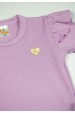 Conjunto Body Canelado Menina - Roxo - Ame Kids