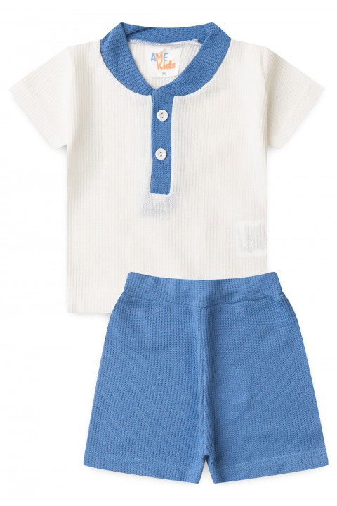 Conjunto de Blusa e Shorts Moscou Menino - Botões Azul - Ame Kids