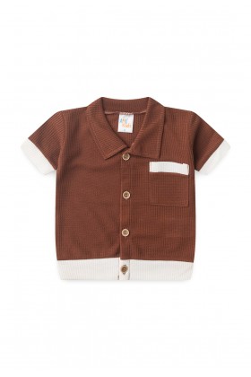 Conjunto Blusa Gola Polo e Short Moscou  - Avelã - Ame Kids