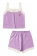 Conjunto Cropped Shorts Menina - Lilás - Ame Kids