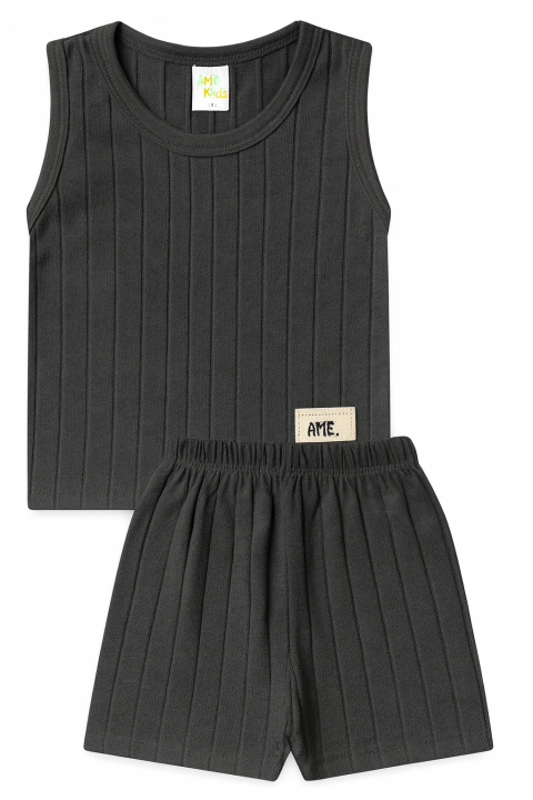 Conjunto Regata Milano e Shorts Menino - Chumbo - Ame Kids