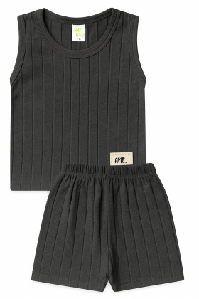 Conjunto Regata Milano e Shorts Menino - Chumbo - Ame Kids