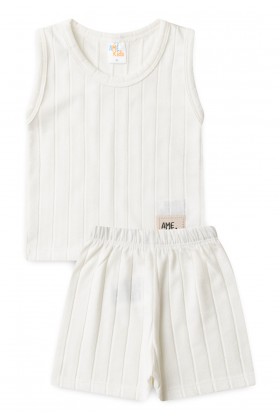 Conjunto Regata Milano e Shorts Menino - Off-White - Ame Kids