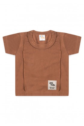 Conjunto de Blusa e Shorts Meia Malha Menino - Caramelo- Ame Kids