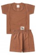 Conjunto de Blusa e Shorts Meia Malha Menino - Caramelo- Ame Kids