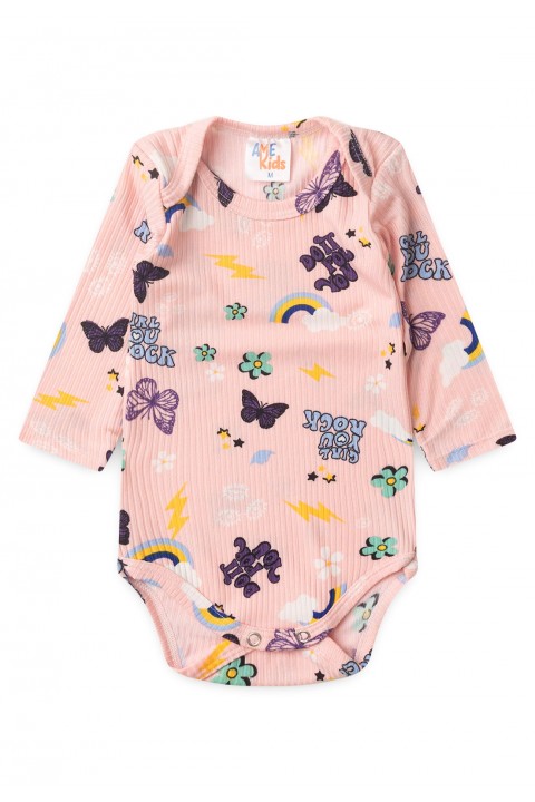 Conjunto Canelado Light Longo - Borboleta Rosa - Ame Kids