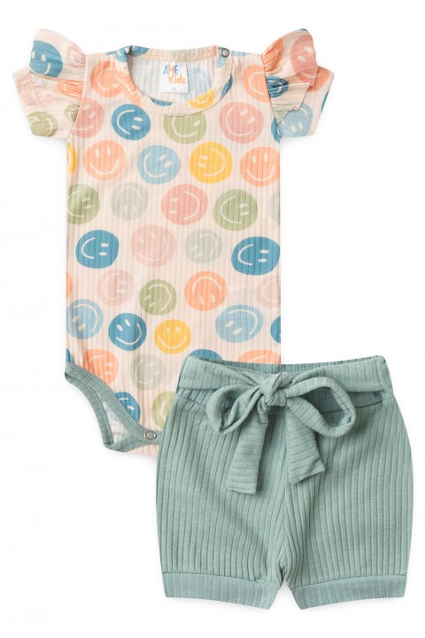 Conjunto Body Canelado Curto Menina - Smile - Ame Kids