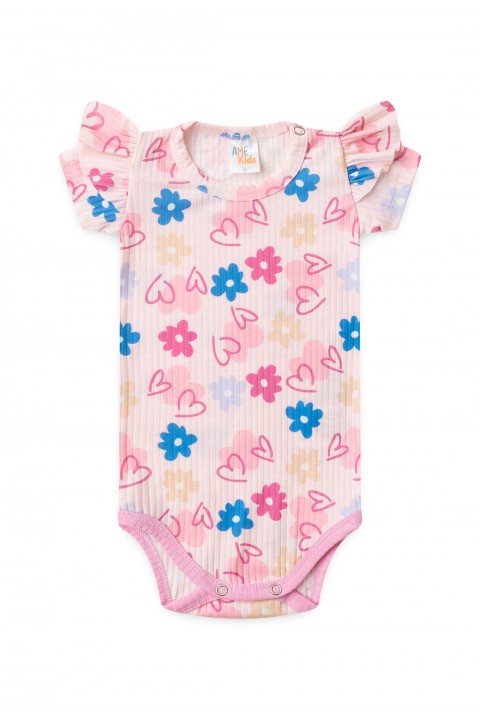 Conjunto Body Canelado Curto Menina - Corações - Ame Kids