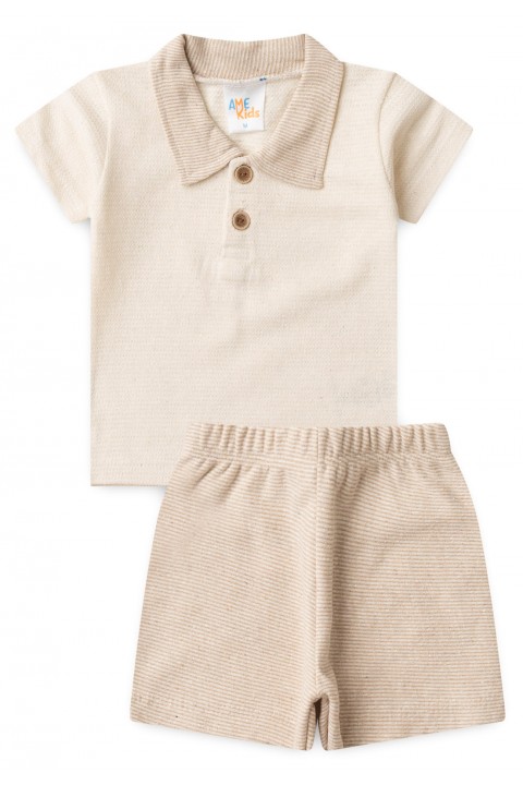 Conjunto Blusa Polo e Short Ecosustentável Ecosustentável - Caqui - Ame Kids