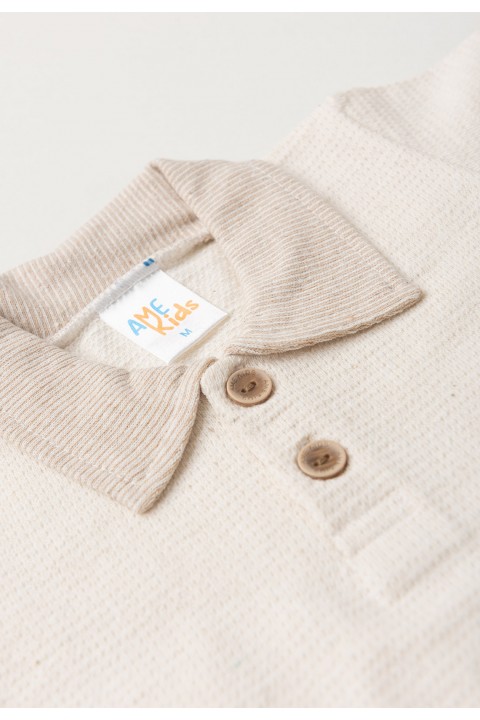 Conjunto Blusa Polo e Short Ecosustentável Ecosustentável - Caqui - Ame Kids