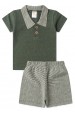 Conjunto Blusa Polo e Short Ecosustentável Ecosustentável - Verde - Ame Kids