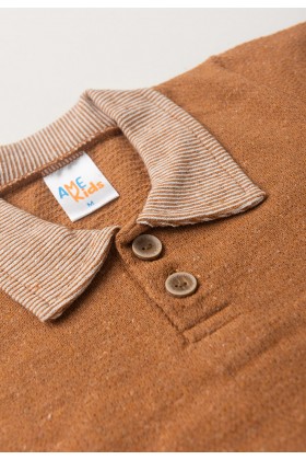 Conjunto Blusa Polo e Short Ecosustentável Ecosustentável - Avelã - Ame Kids