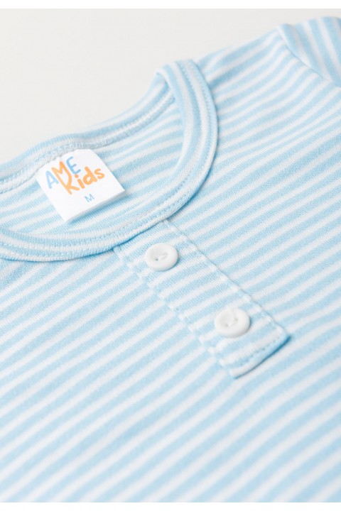 Conjunto de Blusa Listrada e Shorts Menino - Azul - Ame Kids