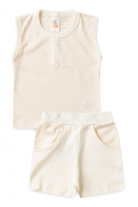 Conjunto Regata e Shorts Menino Suedine - Marfim - Ame Kids