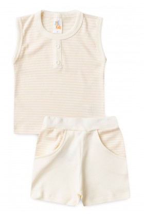 Conjunto Regata e Shorts Menino Suedine - Marfim - Ame Kids