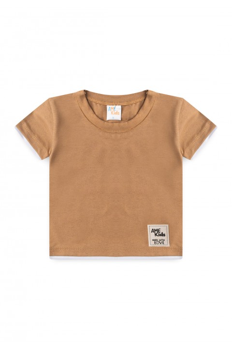 Conjunto de Blusa e Shorts Meia Malha Menino - Avelã - Ame Kids