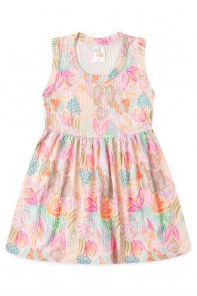 Vestido Curto Menina - Floresta Rosa - Ame Kids