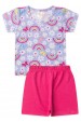 Conjunto Pijama Blusa e Shorts - Flores Lilás - Ame Kids