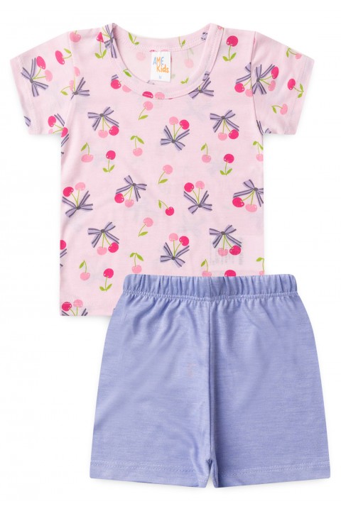 Conjunto Pijama Blusa e Shorts - Cereja Rosa - Ame Kids