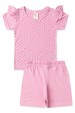 Conjunto Pijama Blusa e Shorts - Corações Rosa - Ame Kids