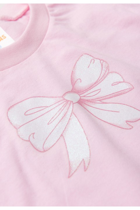 Conjunto de Blusa e Shorts Menina - Laço Rosa - Ame Kids