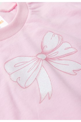 Conjunto de Blusa e Shorts Menina - Laço Rosa - Ame Kids