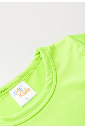 Conjunto Blusa e Short Infantil Proteção Uv - Verde Neon - Ame Kids